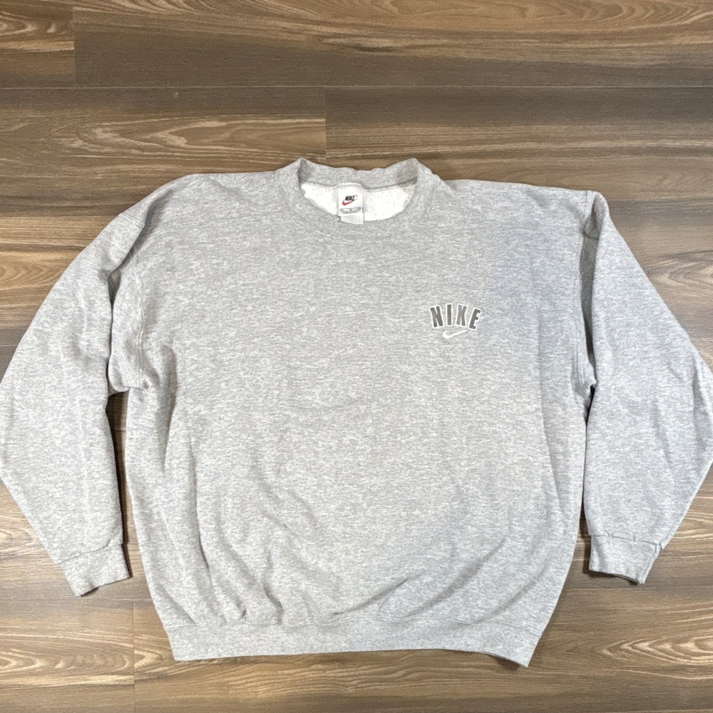 Nike Men's Gray Fleece Logo Pullover Crew Neck Sweatshirt Solid XL